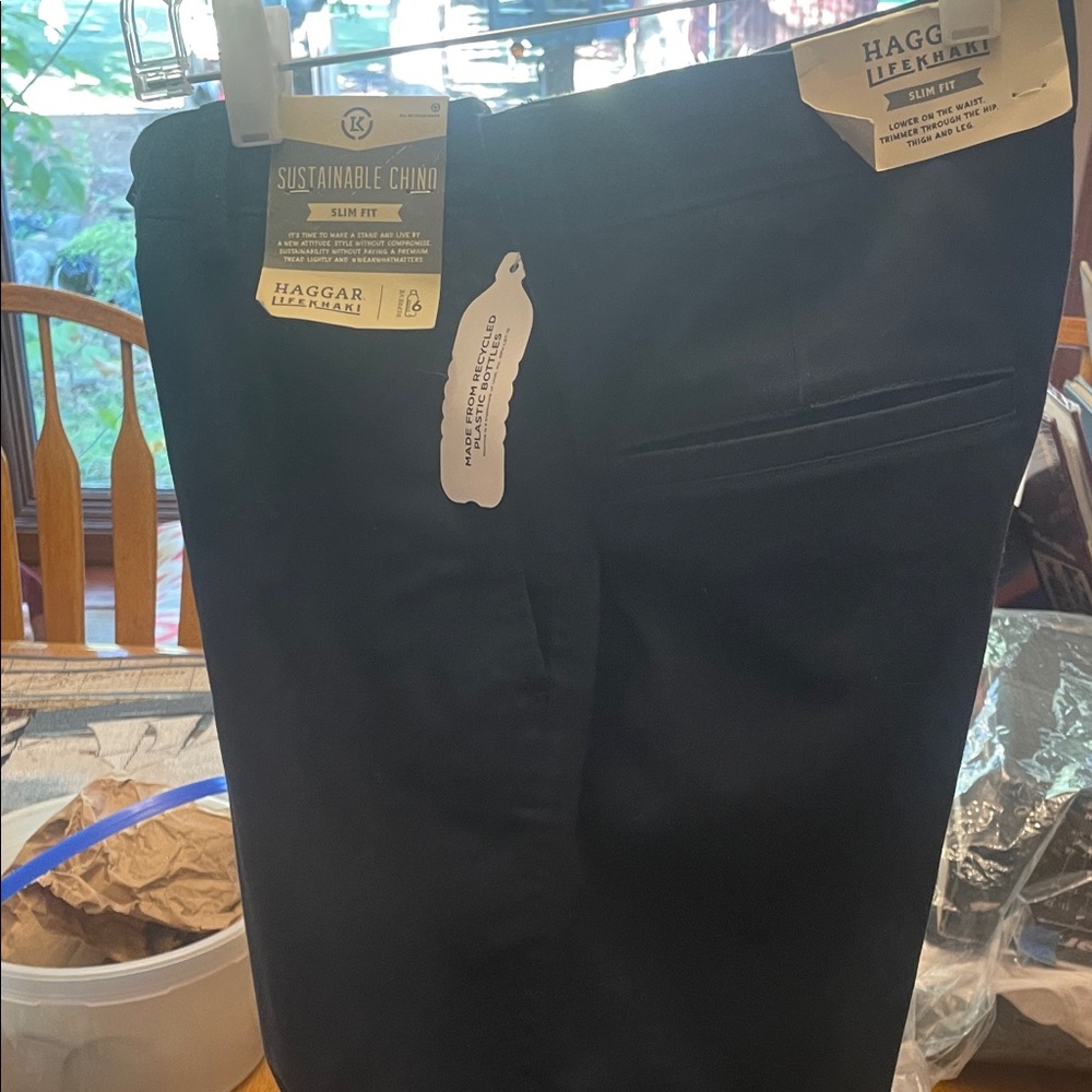 Haggar Black Slim Fit Chino Pants